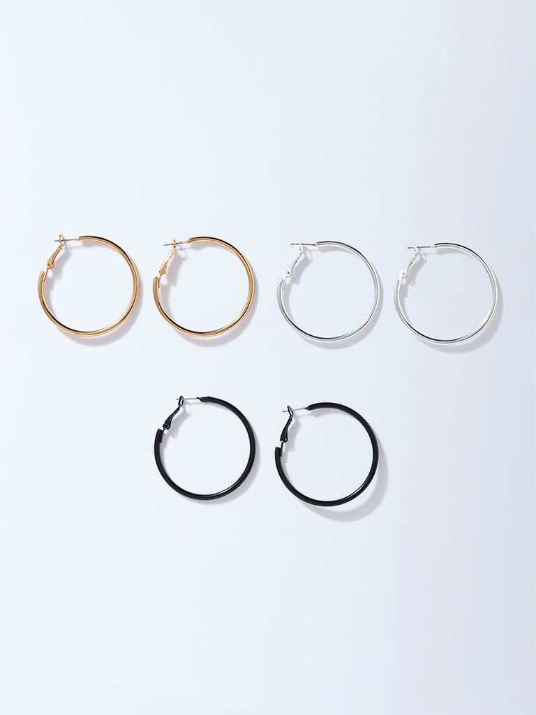 Westside Accessories Multicolour Solid Hoops - Pack of 3