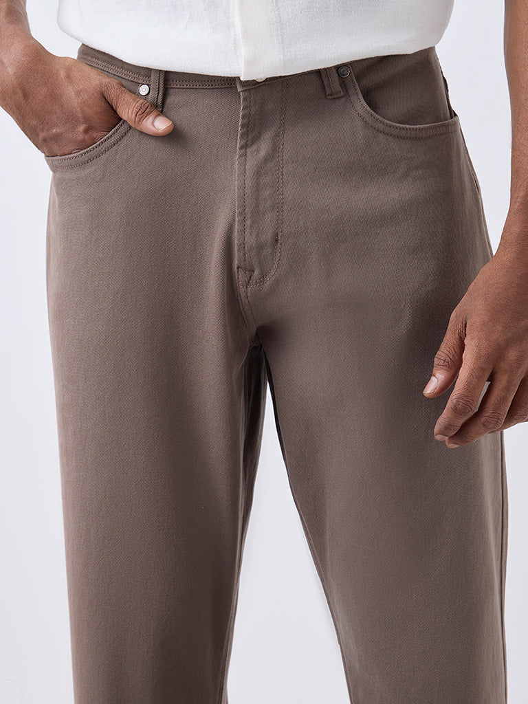 Ascot Taupe Relaxed-Fit Mid-Rise Jeans