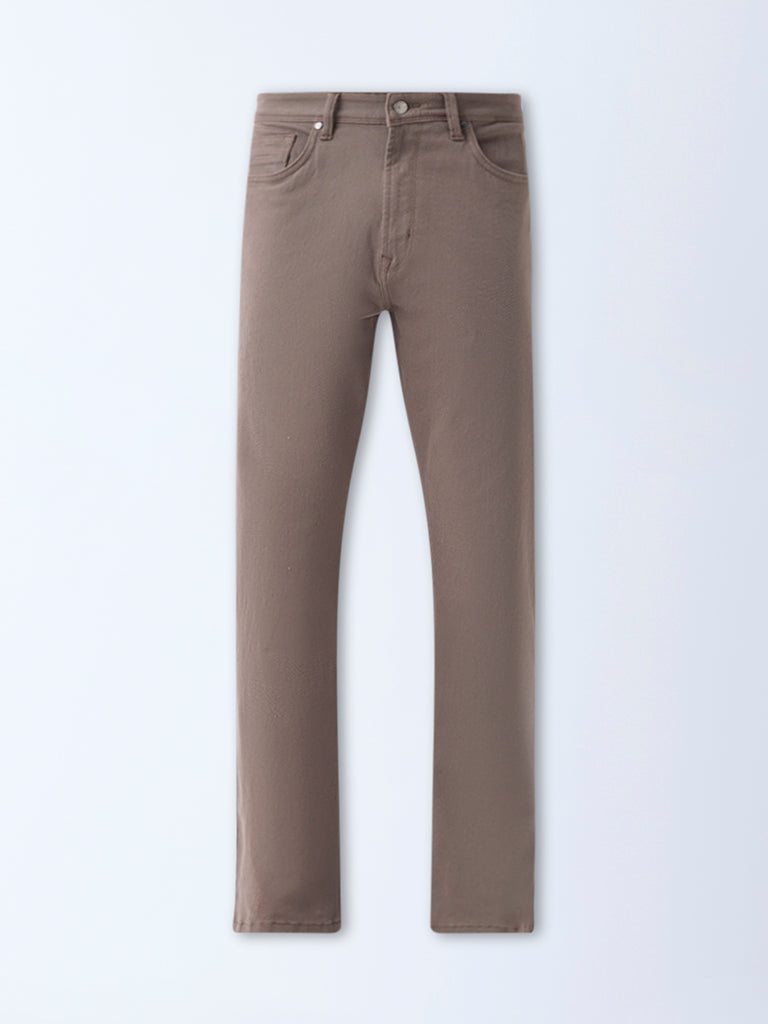 Ascot Taupe Relaxed-Fit Mid-Rise Jeans