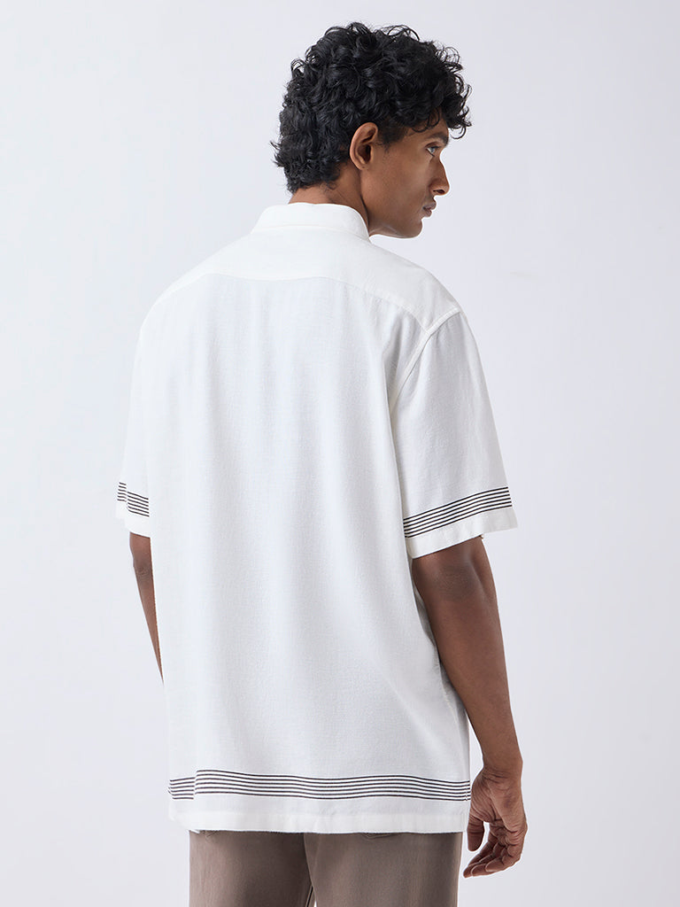 Ascot Off-White Striped Relaxed-Fit Shirt