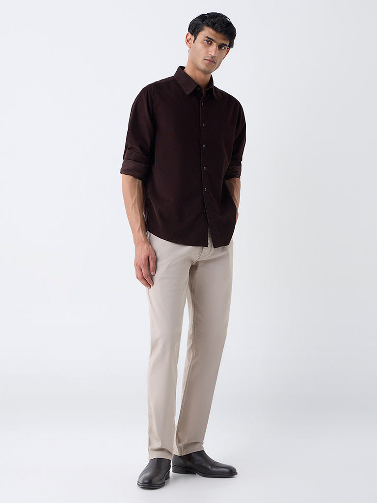 Ascot Dark Brown Relaxed-Fit Corduroy Shirt