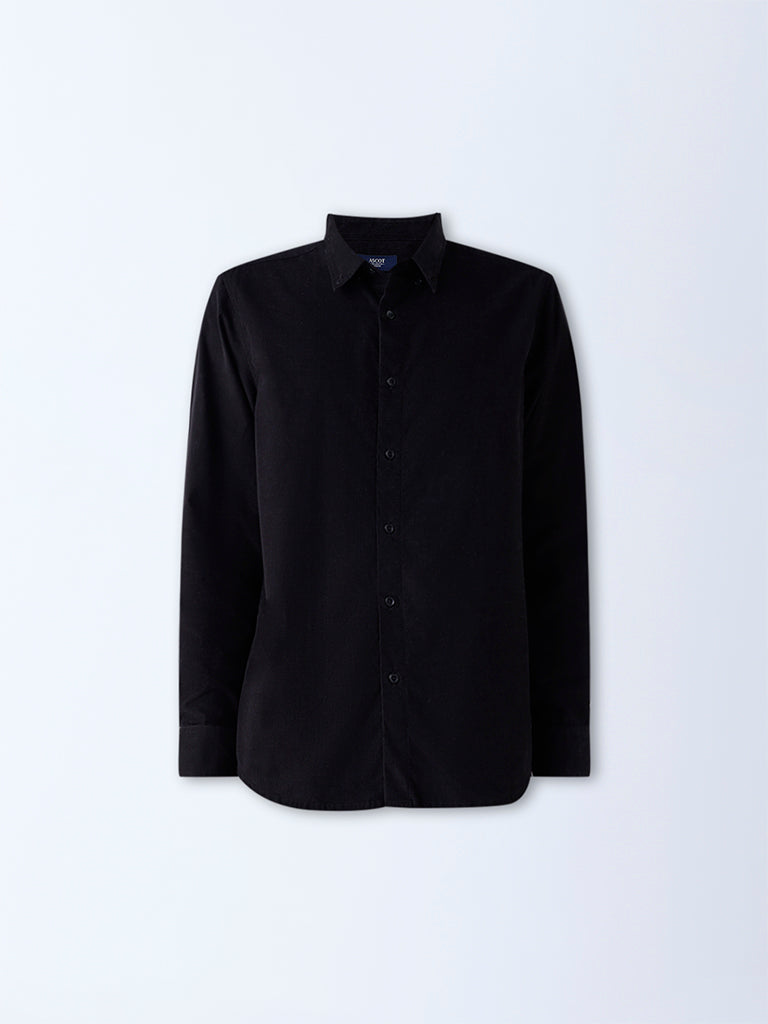 Buy Ascot Black Relaxed-Fit Corduroy Shirt from Westside