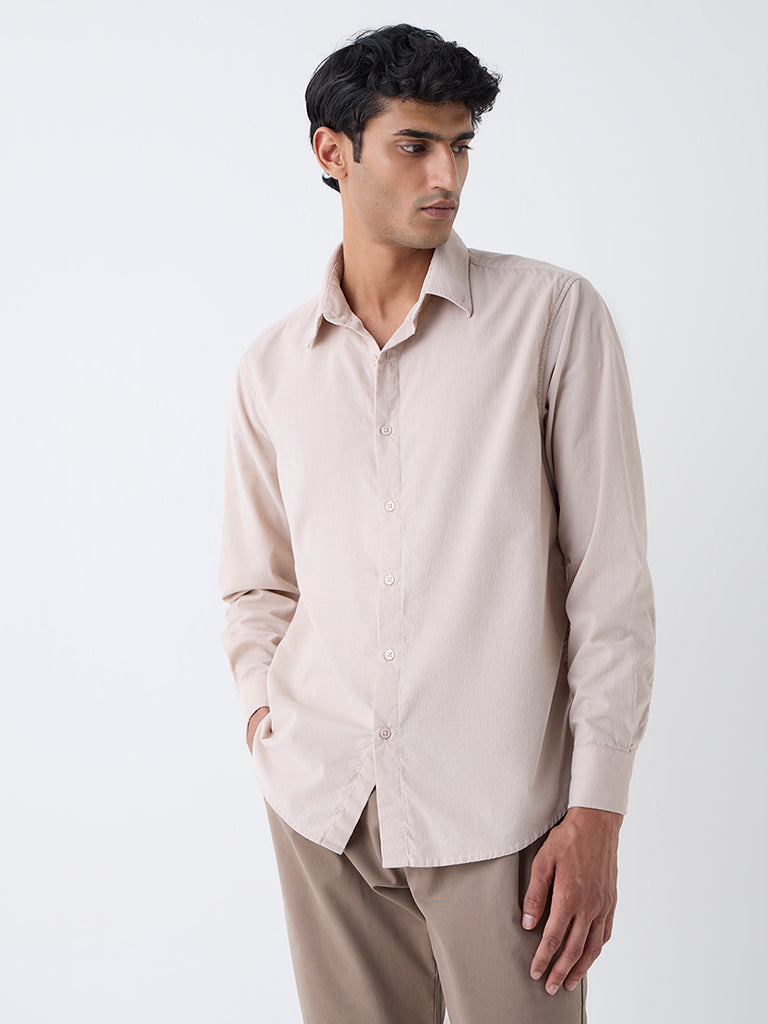 Ascot Beige Relaxed-Fit Corduroy Shirt