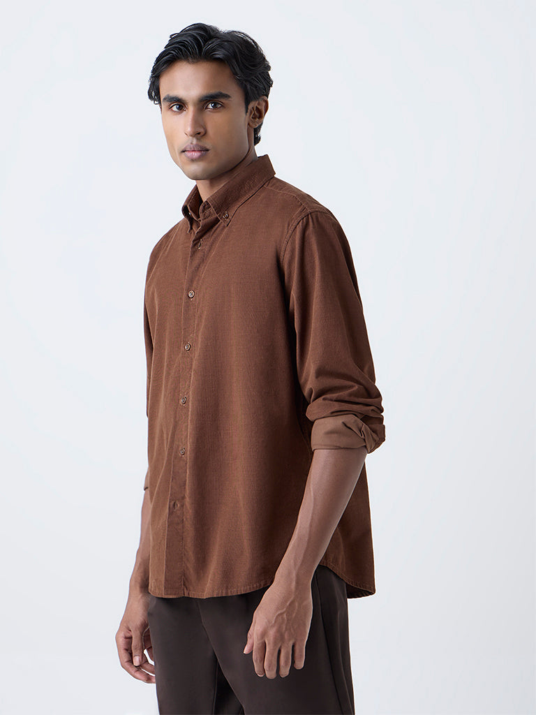 Ascot Tan Relaxed-Fit Cotton Shirt