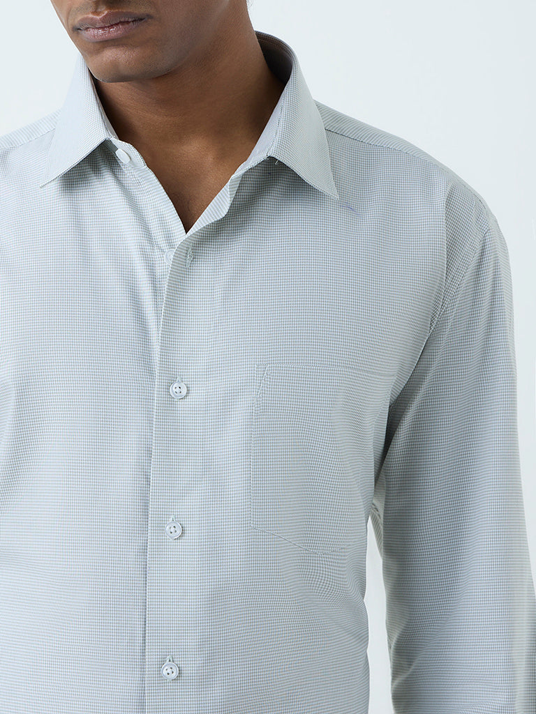 Buy WES Formals Sage Houndstooth Relaxed-Fit Cotton Shirt from Westside