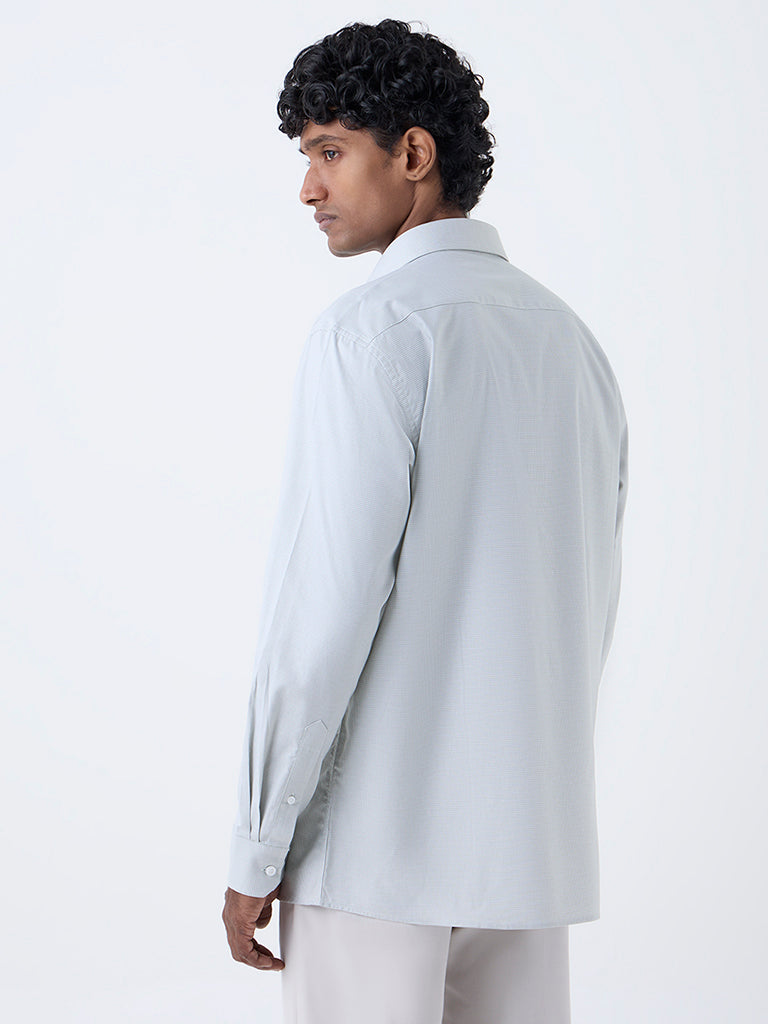 WES Formals Sage Houndstooth Relaxed-Fit Cotton Shirt