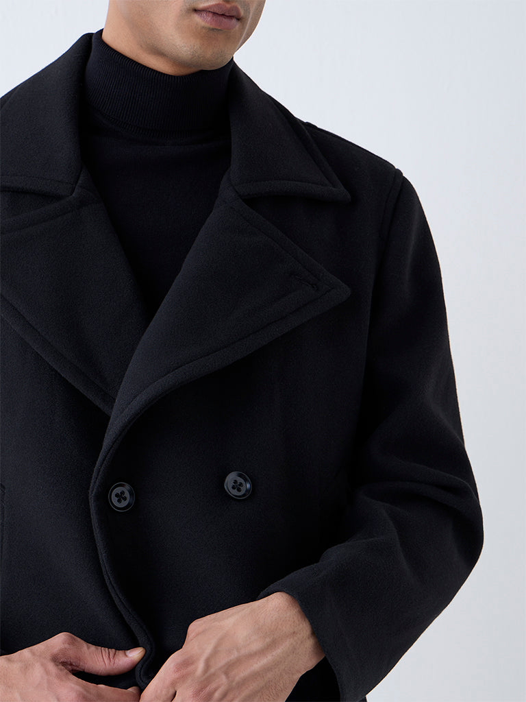 WES Formals Black Slim-Fit Coat