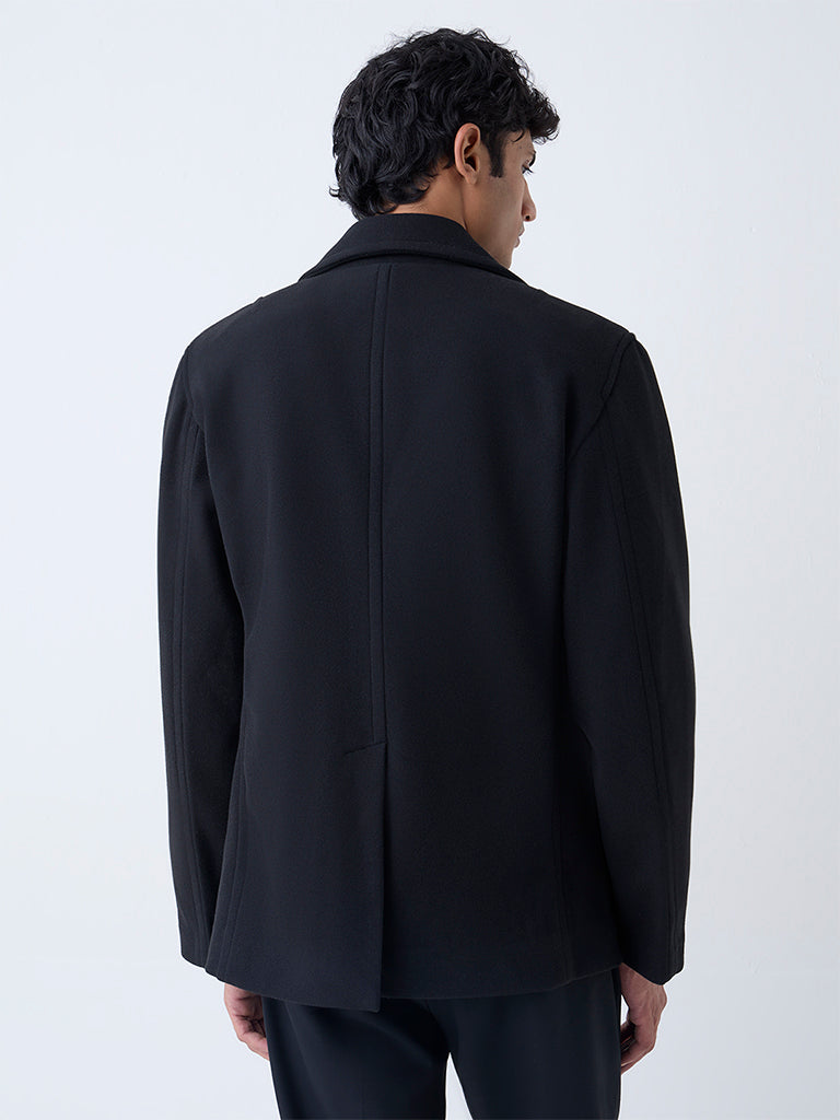 WES Formals Black Slim-Fit Coat