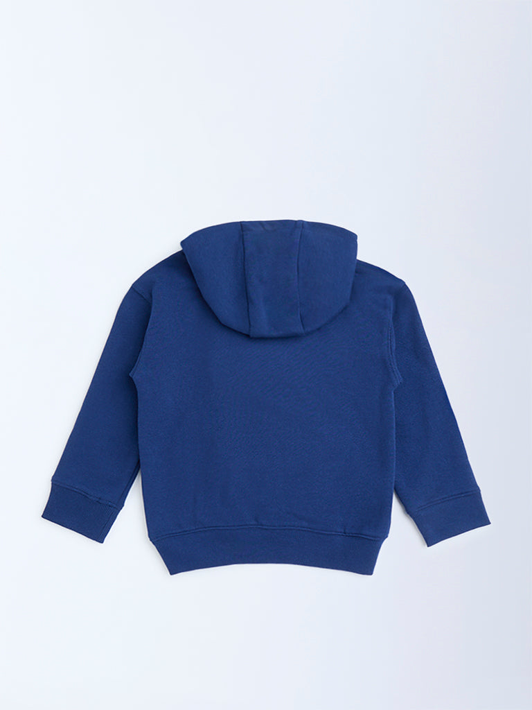 HOP Kids Navy Animal Design Cotton-Blend Hoodie