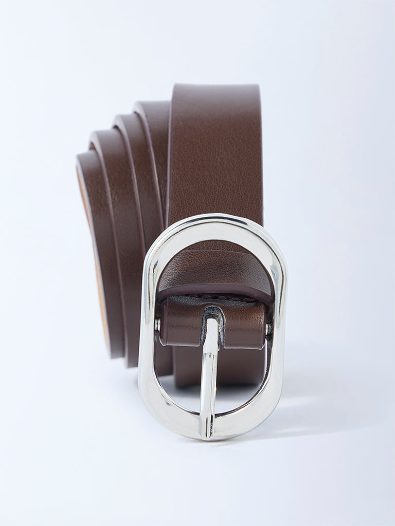 Westside Accessories Brown Oval Buckle Belt