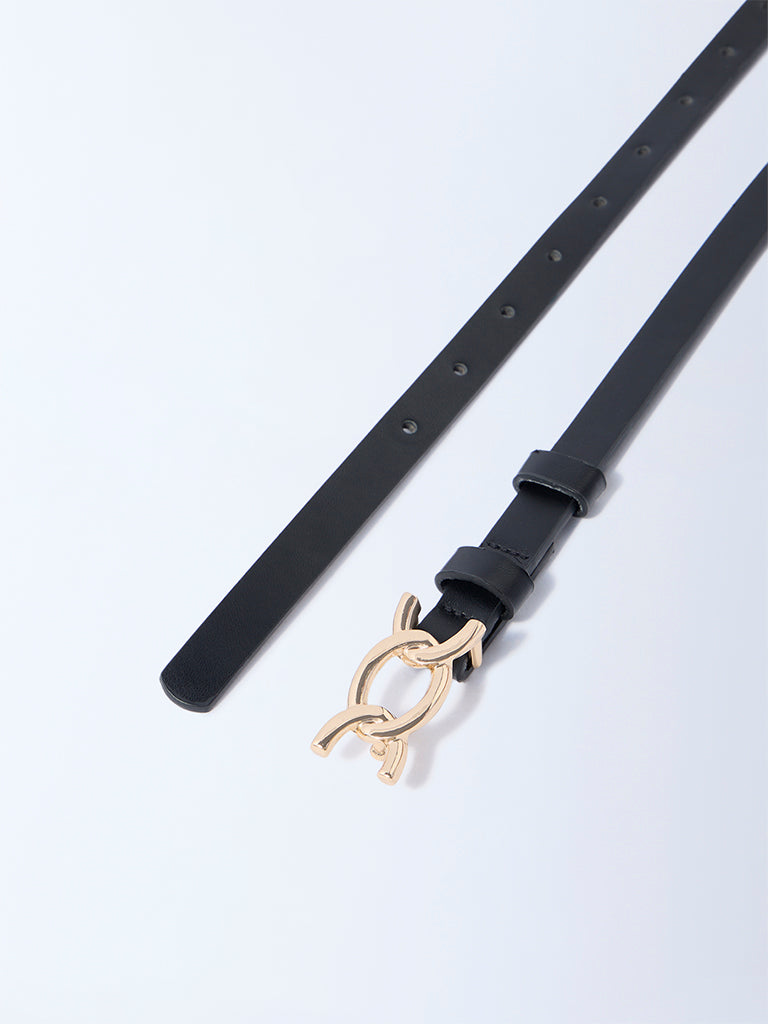 Westside Accessories Black Fancy-Buckle Detailed Belt