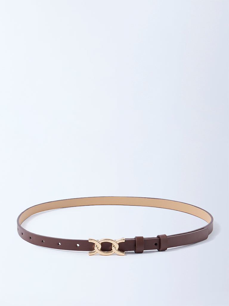 Westside Accessories Brown Fancy-Buckle Detailed Belt