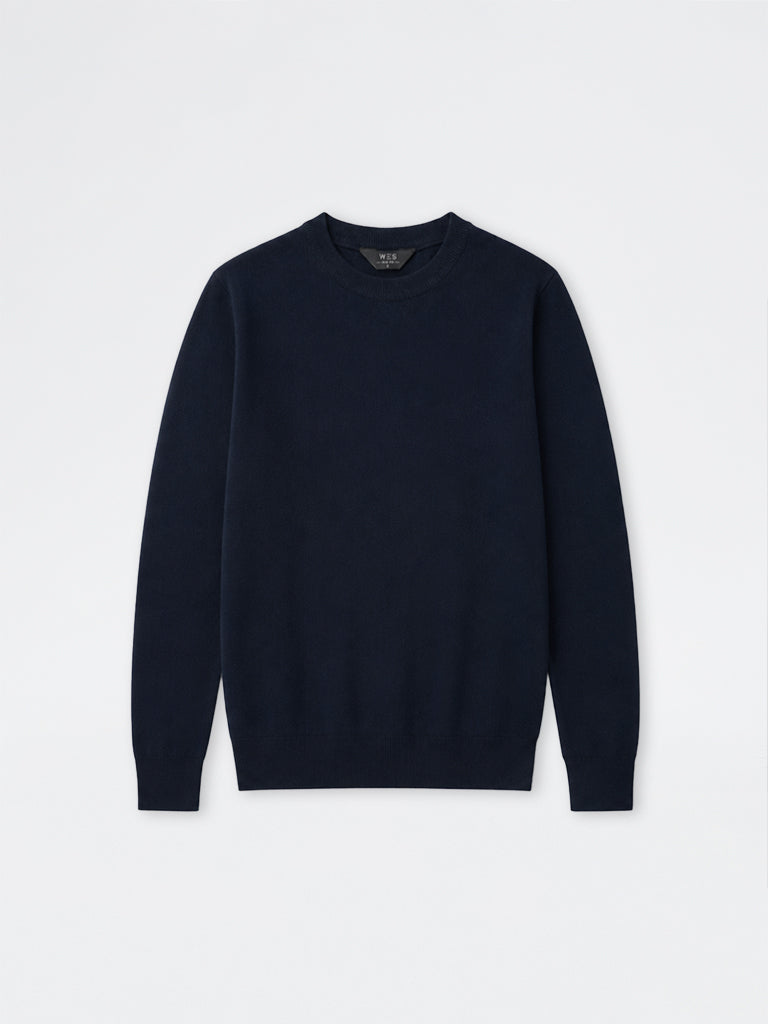 WES Formals Navy Knitted Slim-Fit Sweatshirt