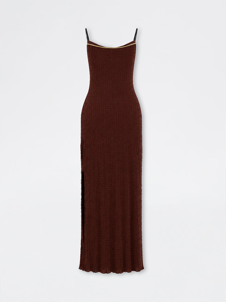 Nuon Brown Textured Tube Dress