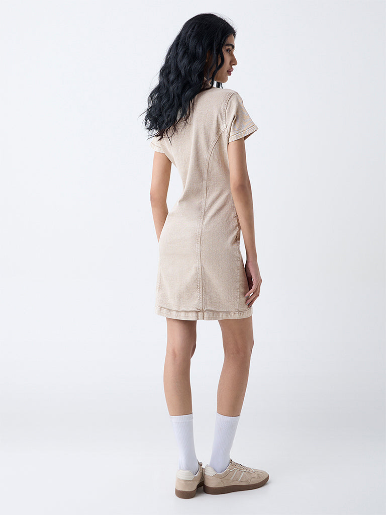 Nuon Beige Denim Shirt Dress