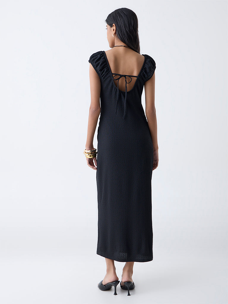 Nuon Black Crinkled Bodycon Dress