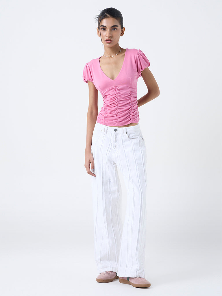 Nuon Pink Ruched Top