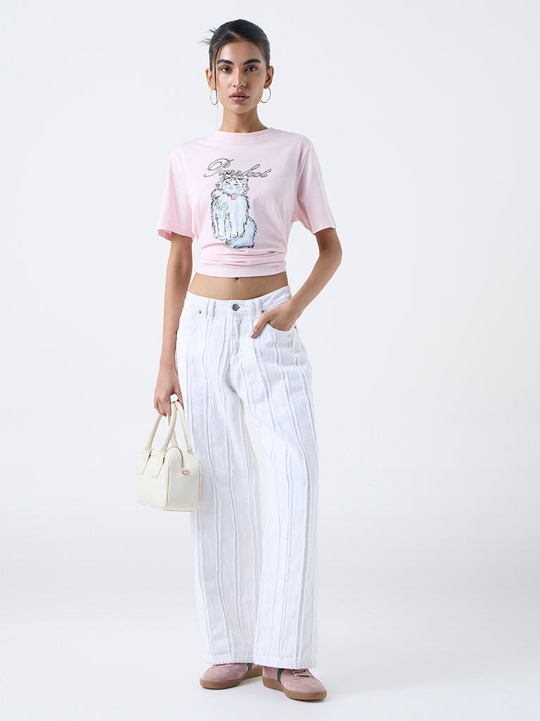 Nuon Pink Animal Printed Cotton T-Shirt