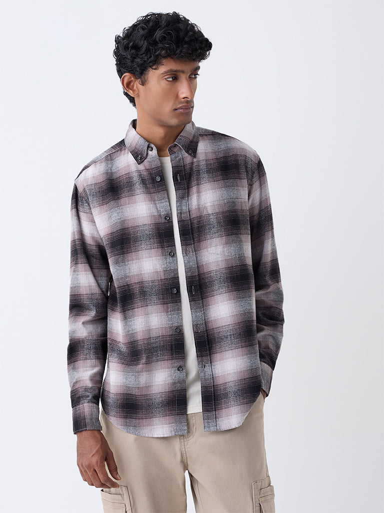 WES Casuals Multicolour Check Relaxed-Fit Cotton Shirt