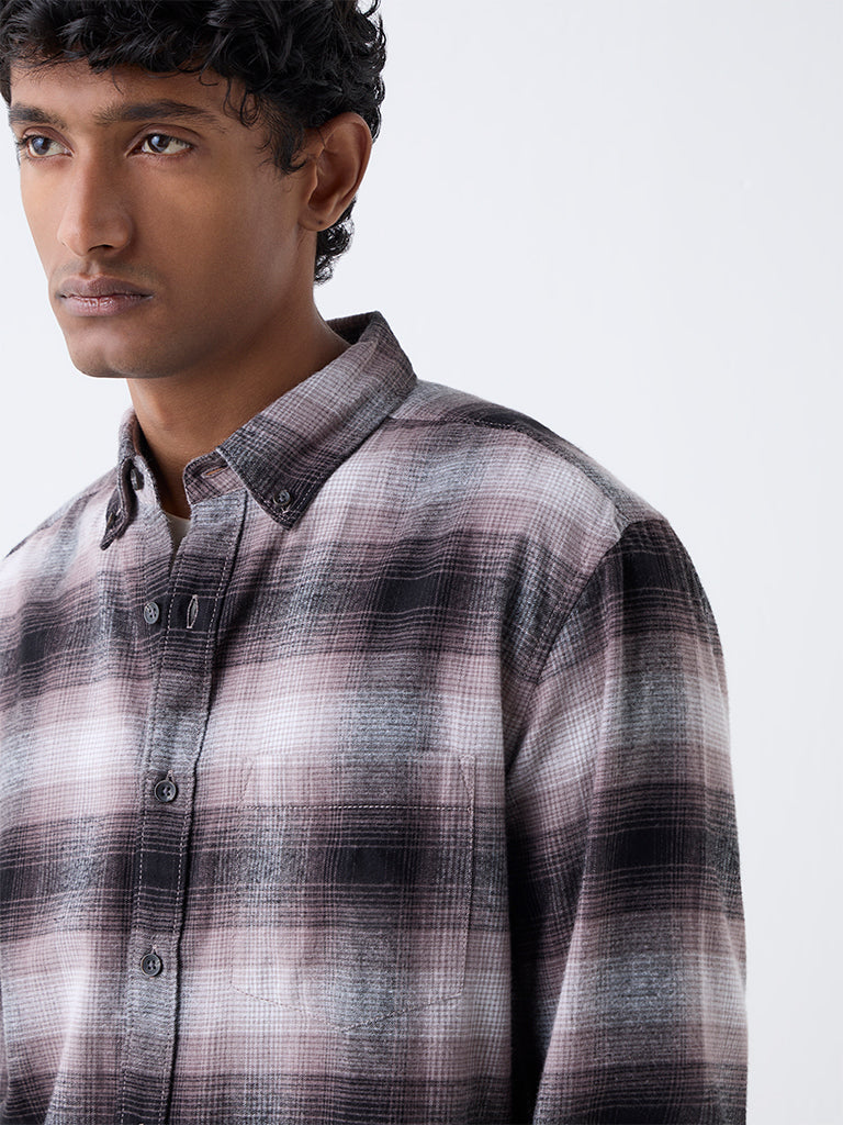 WES Casuals Multicolour Check Relaxed-Fit Cotton Shirt