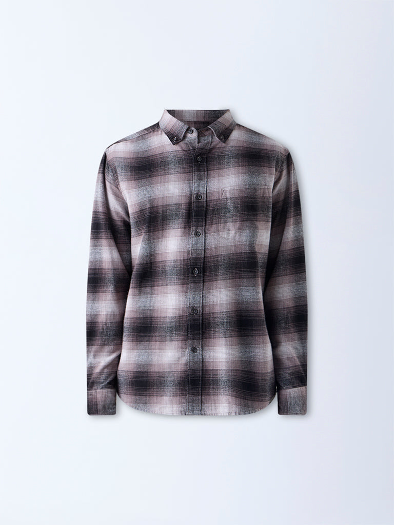 WES Casuals Multicolour Check Relaxed-Fit Cotton Shirt