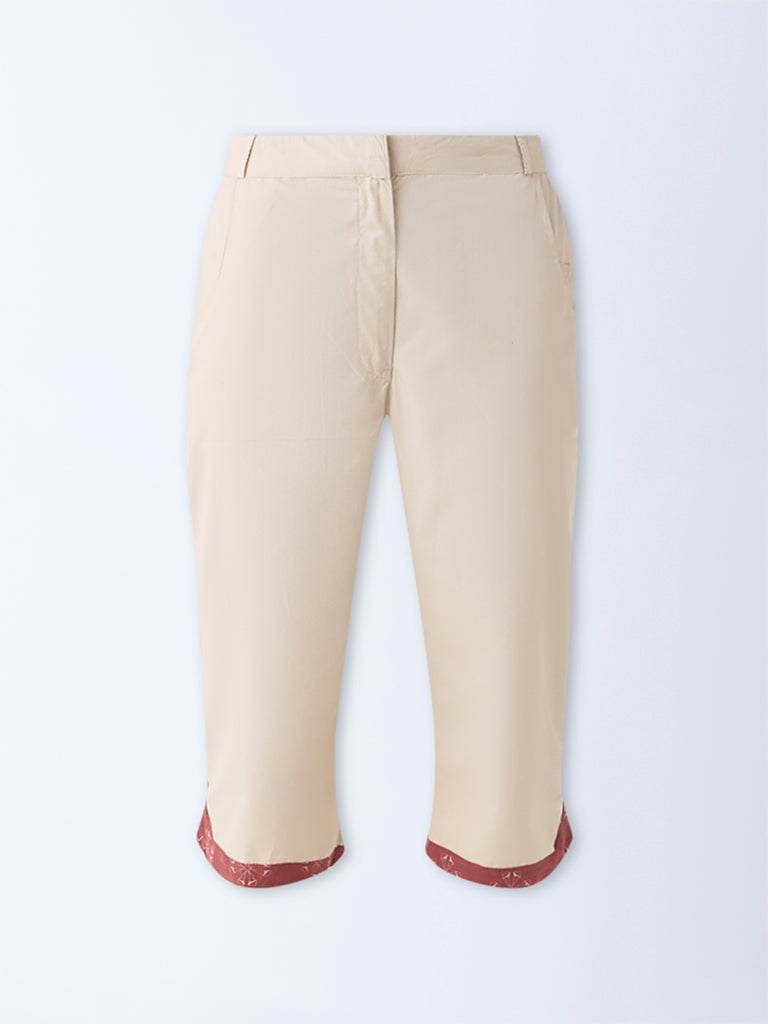 Bombay Paisley Beige Cotton Capris