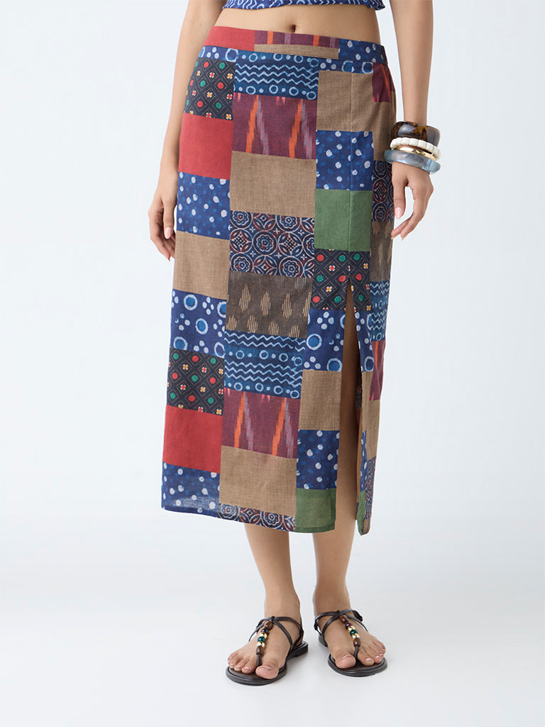 Bombay Paisley Multicolour Patchwork Design Cotton Skirt