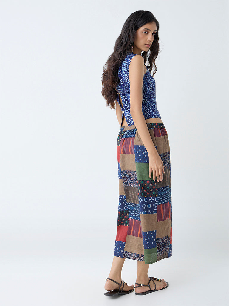 Bombay Paisley Multicolour Patchwork Design Cotton Skirt
