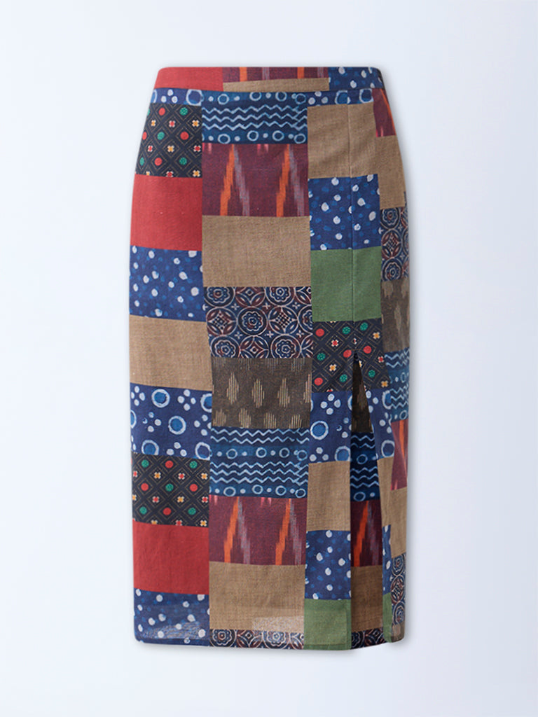 Bombay Paisley Multicolour Patchwork Design Cotton Skirt