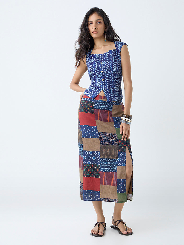 Bombay Paisley Indigo Printed Cotton Top
