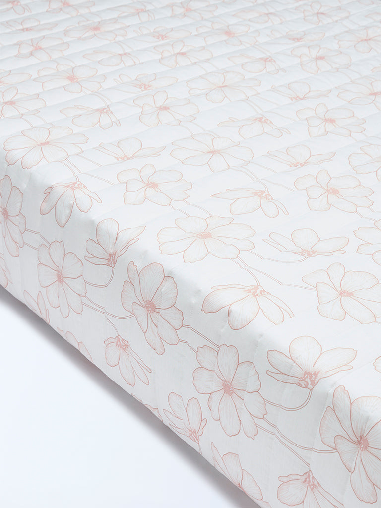 Westside Home Pink Floral Reversible Quilted Queen Bed Comforter