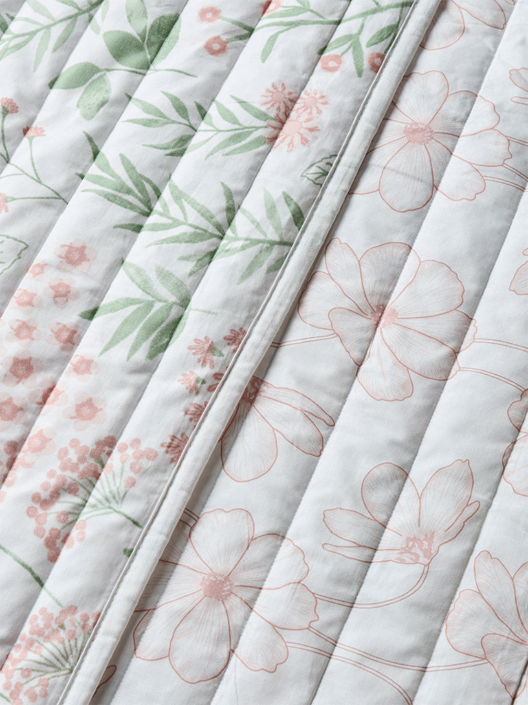 Westside Home Pink Floral Reversible Quilted Queen Bed Comforter