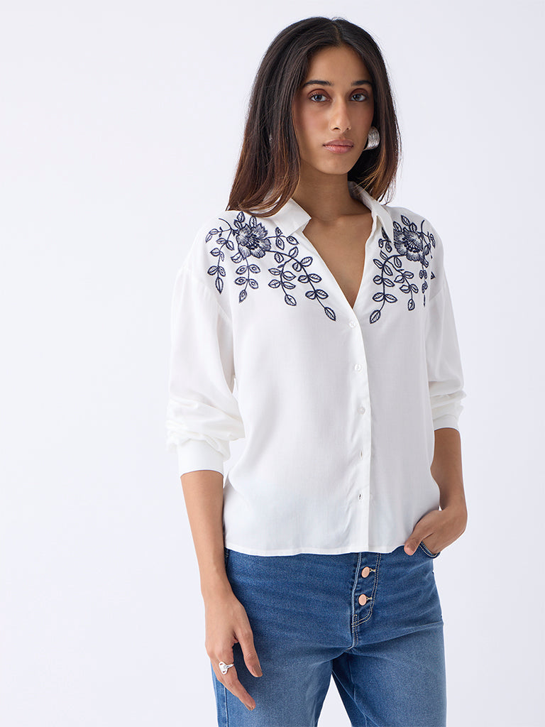 LOV White Embroidered Blouse