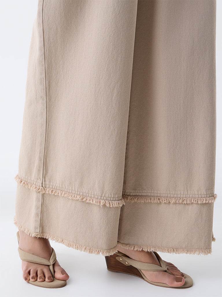 LOV Beige Wide-Leg High-Rise Jeans