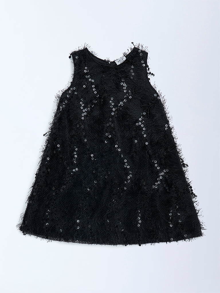 Buy HOP Kids Girls Black Sequin Embellished Party Dress from Westside