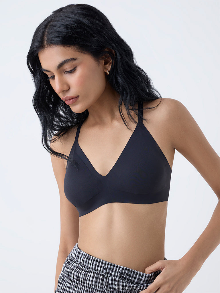 Superstar Black Invisible Padded Triangle Bra