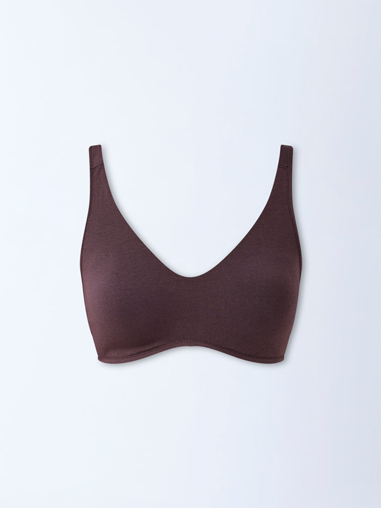 Wunderlove Dark Brown Cotton-Blend Bra