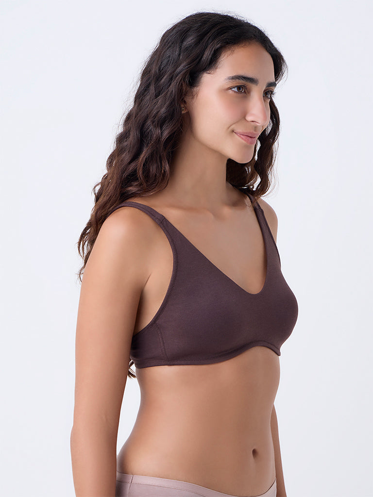 Wunderlove Dark Brown Cotton-Blend Bra
