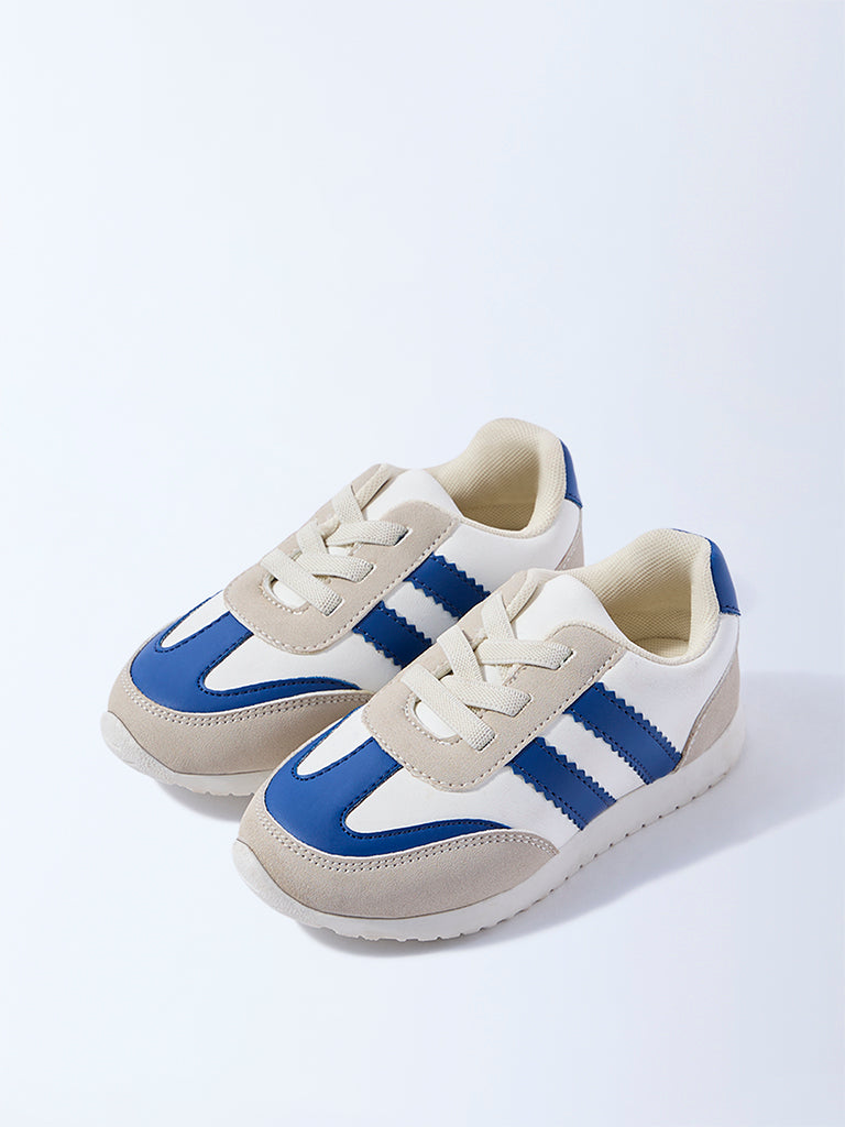 Yellow Blue Colour-Blocked Lace-Up Sneakers