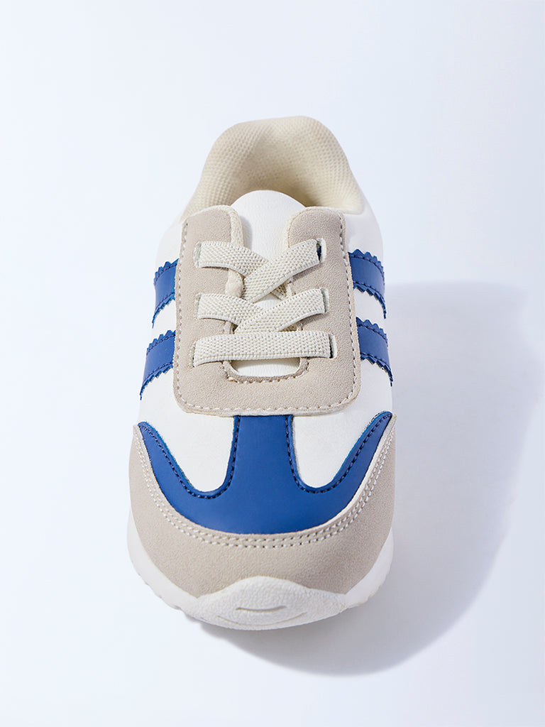 Yellow Blue Colour-Blocked Lace-Up Sneakers