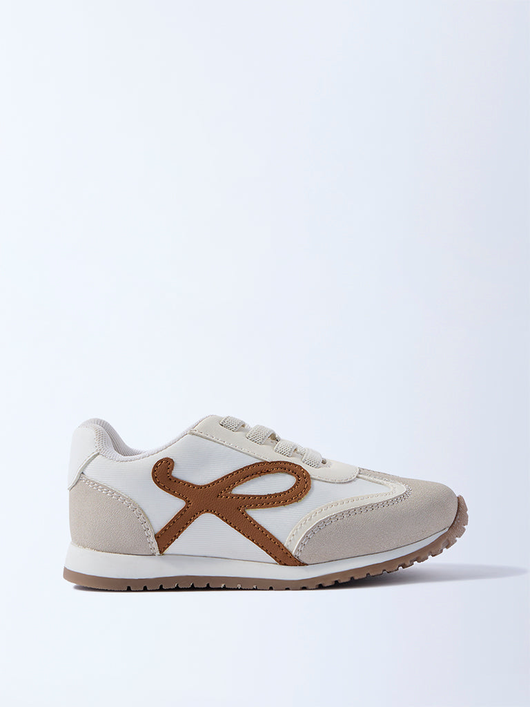 Yellow Beige Colour-Blocked Suede Sneakers