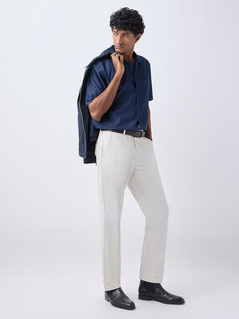 WES Casuals Navy Relaxed-Fit Denim Shirt