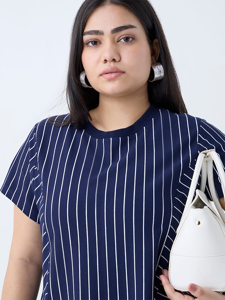 Gia Navy Stripe Shift Dress