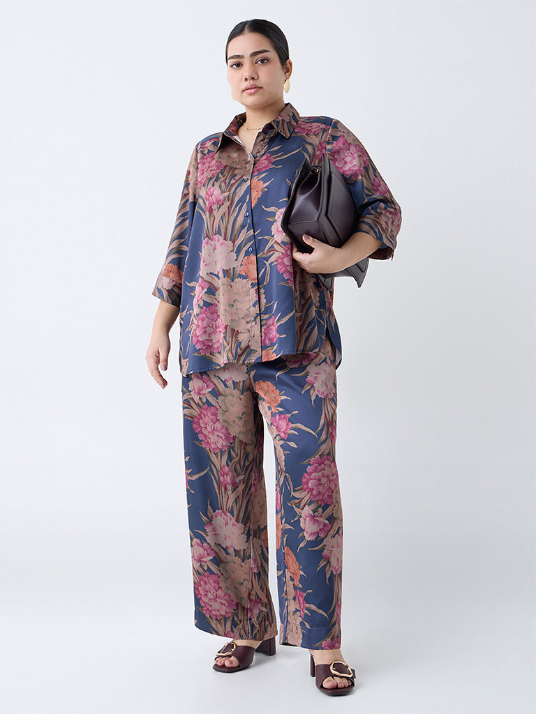 Gia Multicolour Botanical Design High-Rise Pants