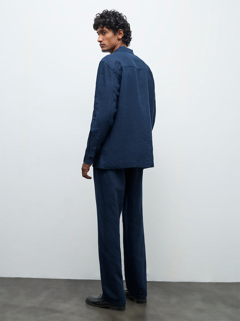 Ascot Indigo Relaxed-Fit Mid-Rise Linen Chinos