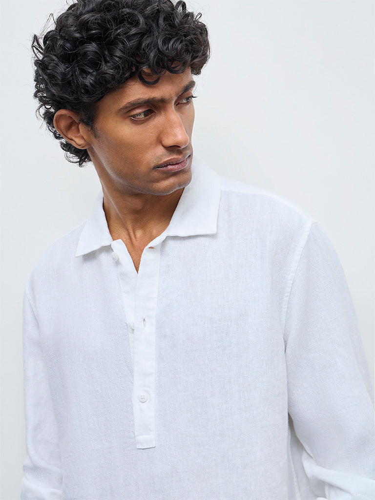 Ascot Off-White Relaxed-Fit Linen Shirt