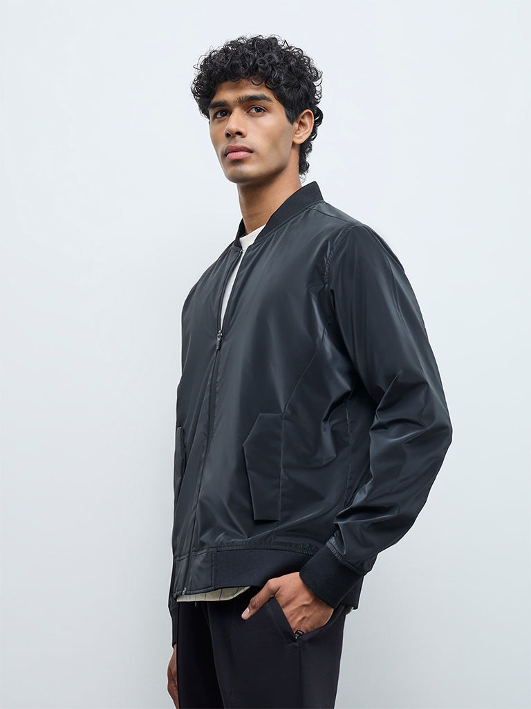 Nuoflexx Black Relaxed-Fit Bomber Jacket