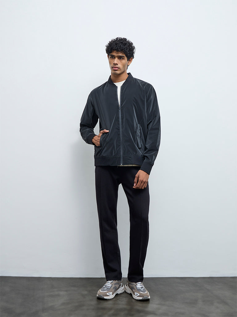 Nuoflexx Black Relaxed-Fit Bomber Jacket