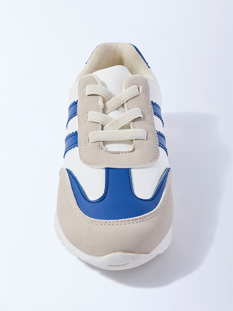 Yellow Blue Colour-Blocked Lace-Up Sneakers