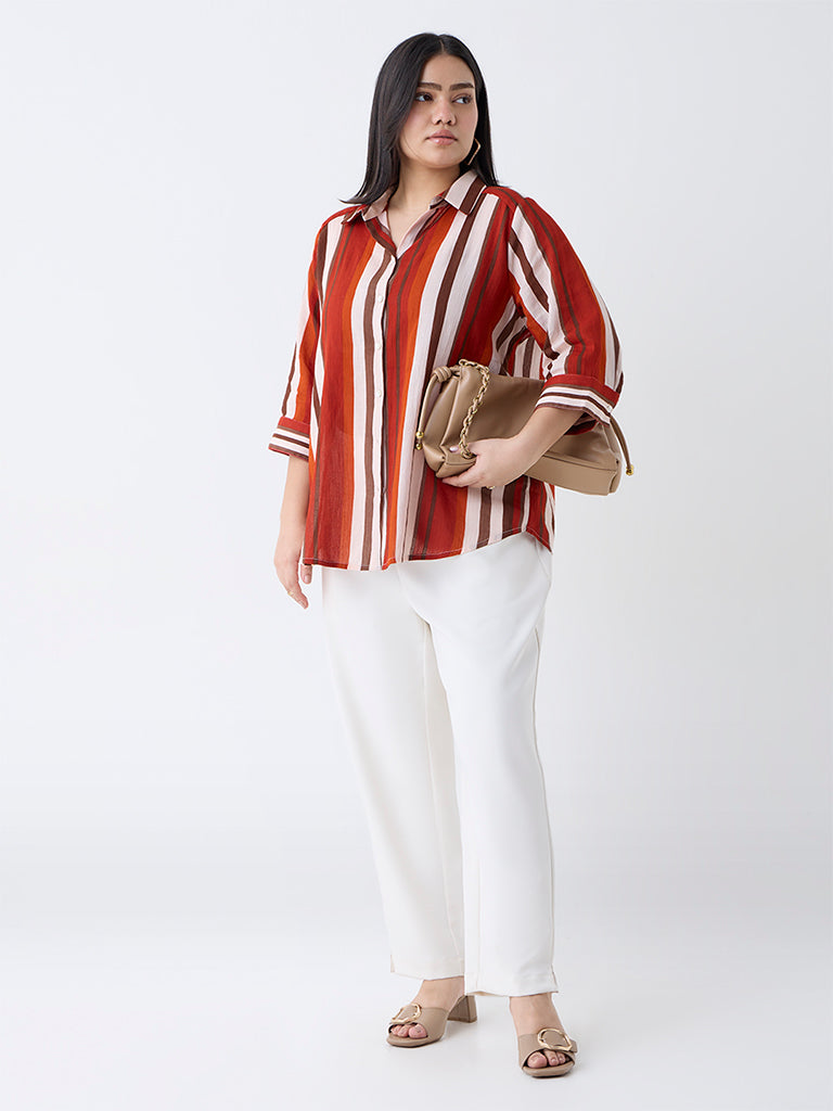 Gia Rust Striped Cotton Shirt